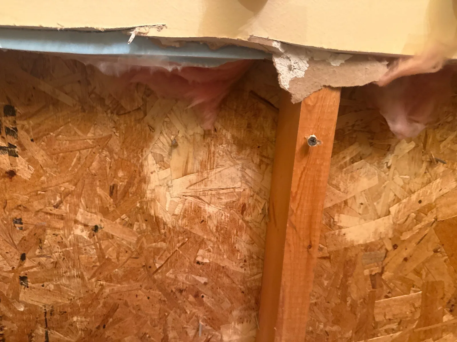 Exposed wall section with plywood and insulation visible, indicative of a construction or restoration phase — serving Dallas, GA.
