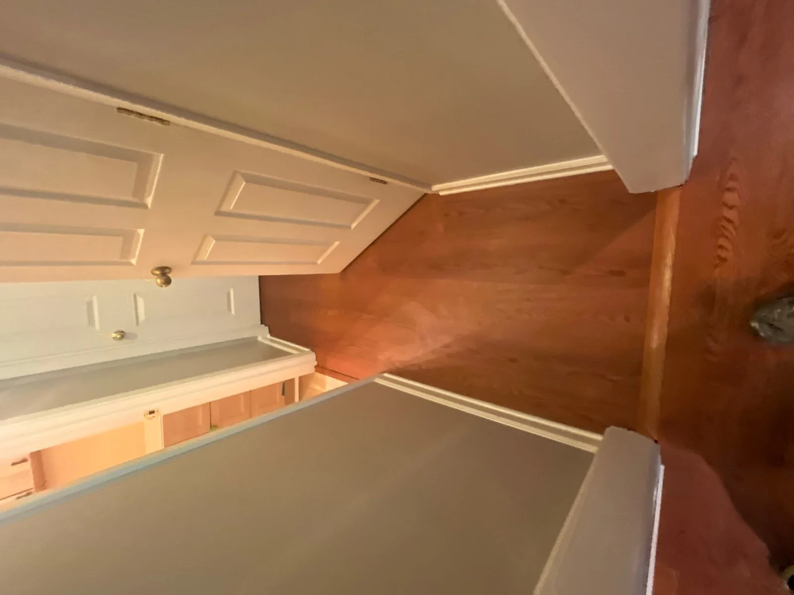 Hallway with polished wooden floors and white doors, completed renovation — serving Dallas, GA.