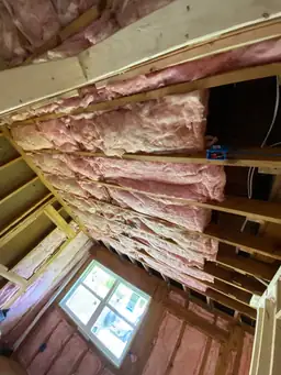 Wide room view after flooring installation complete with light natural hickory hardwood throughout home remodel project — Marietta, GA